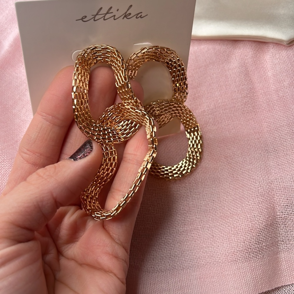 Ettika double hope chain link flexiblee gold studs earrings brand new - Picture 6 of 10